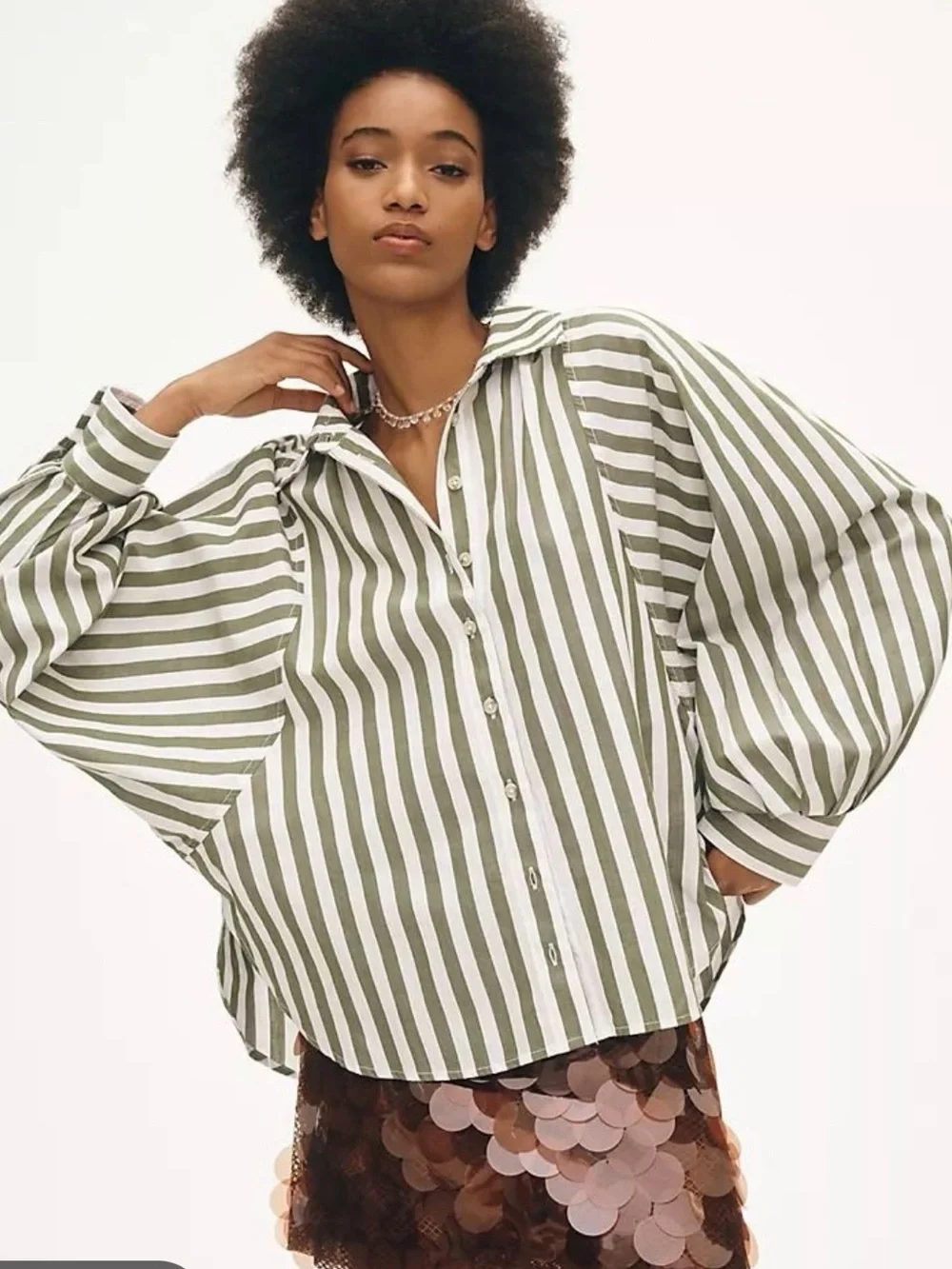 Pilcro Anthropologie Sidney Batwing Blouse Button Down Blouse  XL Boho Artsy